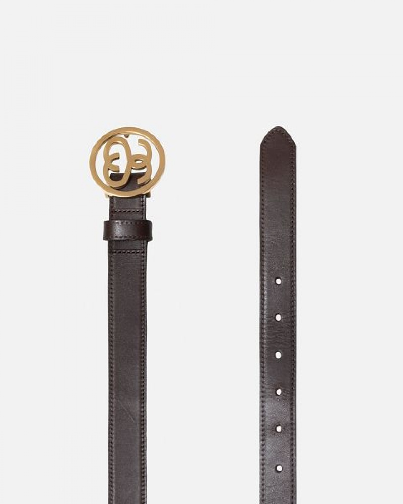 Brown Stussy Ss-link Buckle Belts | 9052OLCDQ