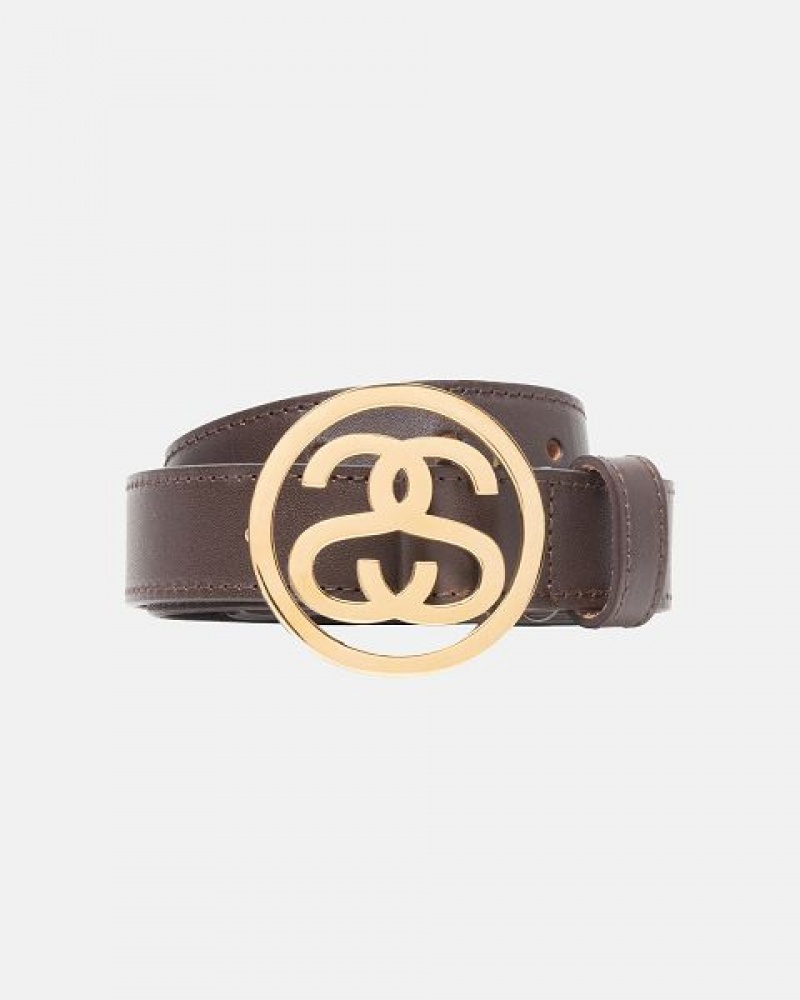 Brown Stussy Ss-link Buckle Belts | 9052OLCDQ