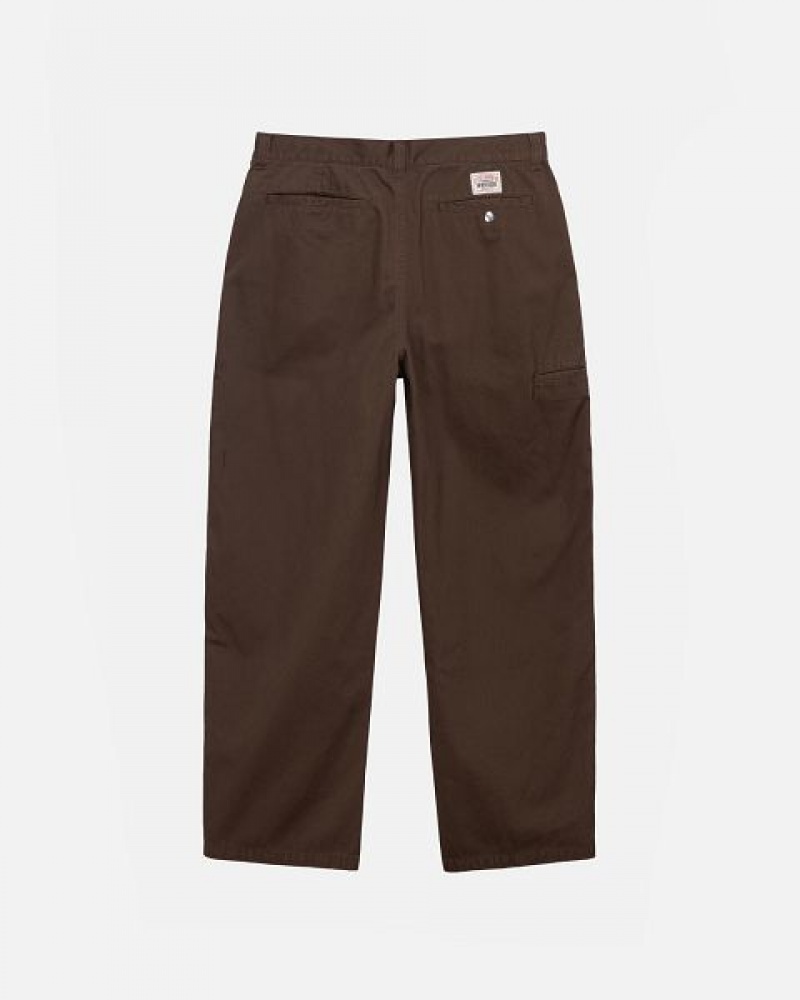 Brown Stussy Workgear Twill Pants | 9650FJTCL