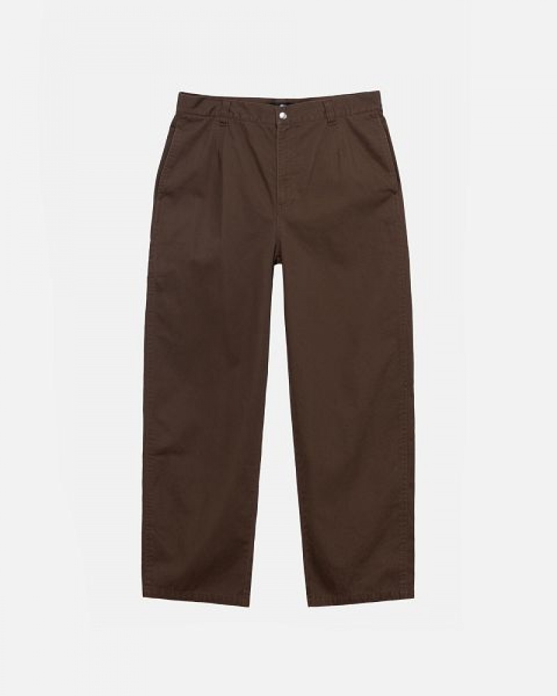 Brown Stussy Workgear Twill Pants | 9650FJTCL