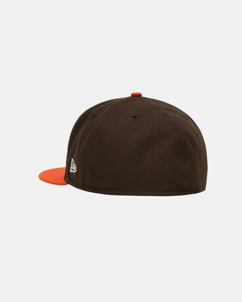 Brown / Orange Stussy New Era 59fifty Curly S Caps | 3251GJNQS