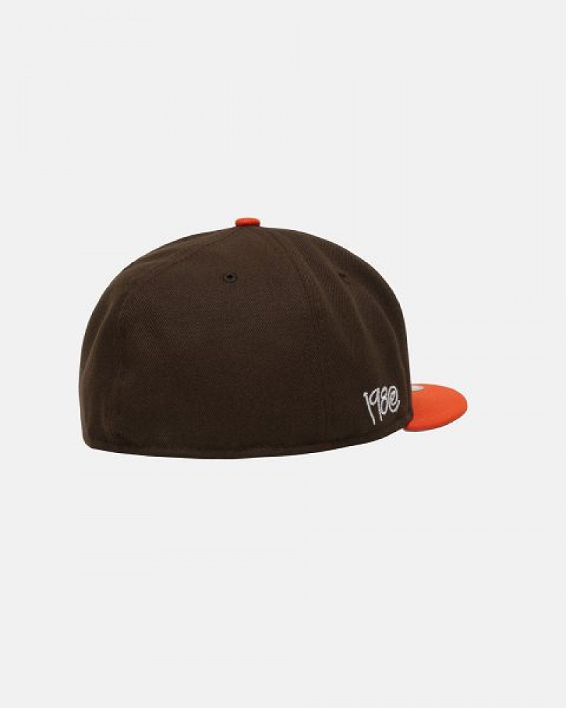 Brown / Orange Stussy New Era 59fifty Curly S Caps | 3251GJNQS