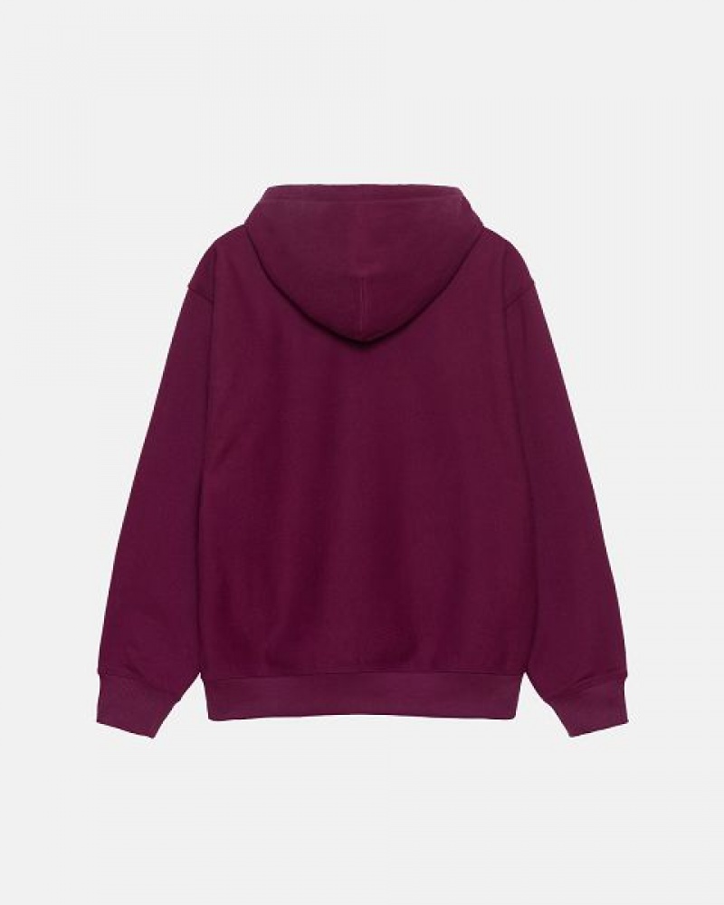 Burgundy Stussy Stock Logo Hoodie | 5304HTSJA