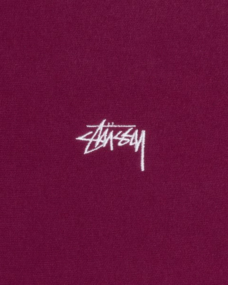 Burgundy Stussy Stock Logo Hoodie | 5304HTSJA