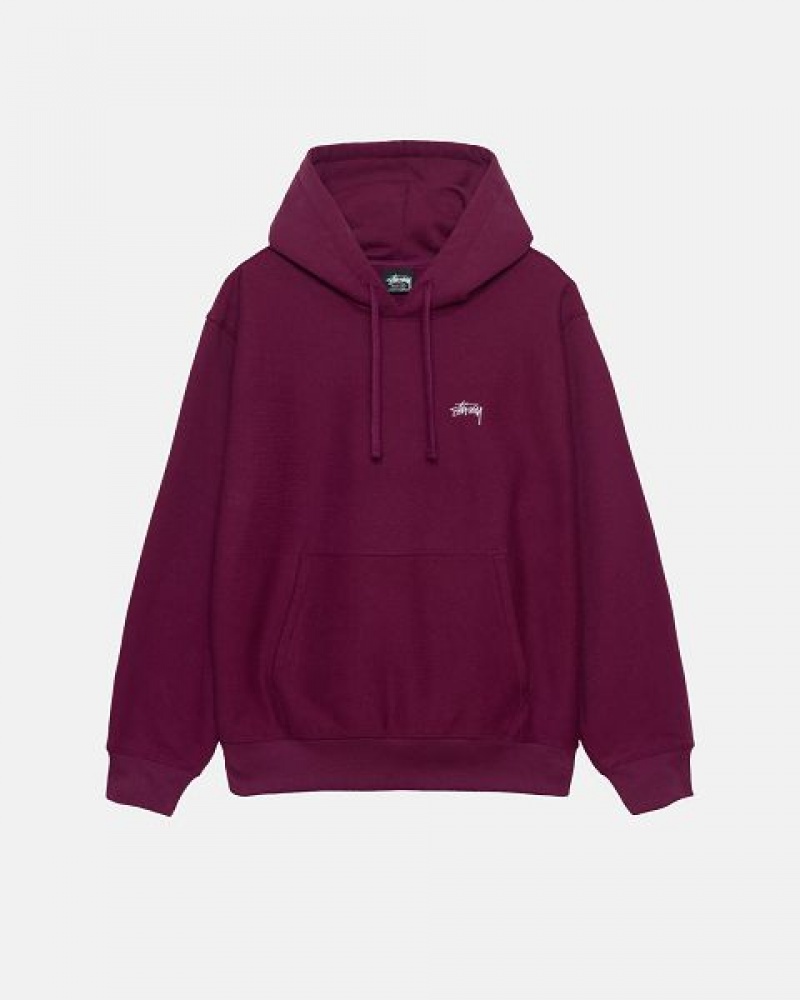 Burgundy Stussy Stock Logo Hoodie | 5304HTSJA