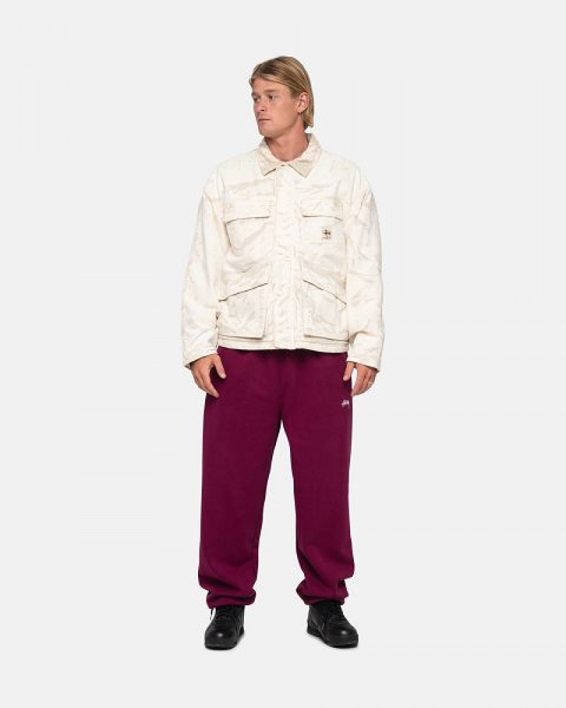 Burgundy Stussy Stock Logo Sweatpants | 5810TWBNP