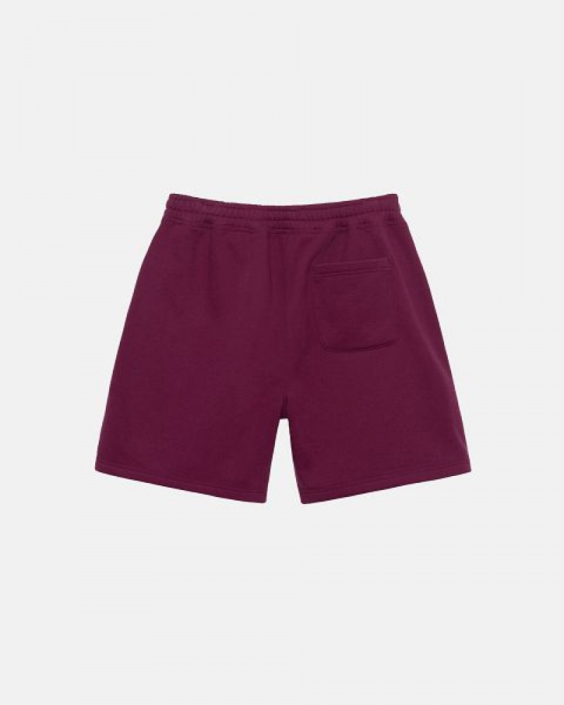 Burgundy Stussy Stock Logo Sweats Shorts | 5823CKEXJ