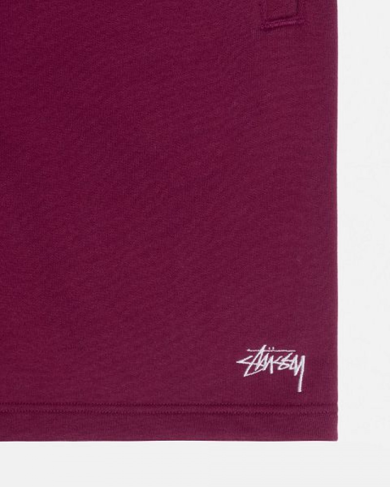 Burgundy Stussy Stock Logo Sweats Shorts | 5823CKEXJ