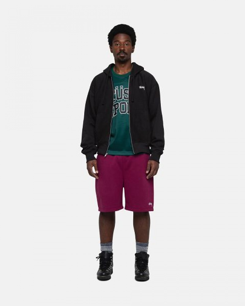 Burgundy Stussy Stock Logo Sweats Shorts | 5823CKEXJ