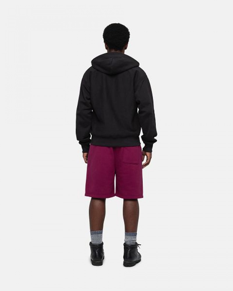 Burgundy Stussy Stock Logo Sweats Shorts | 5823CKEXJ