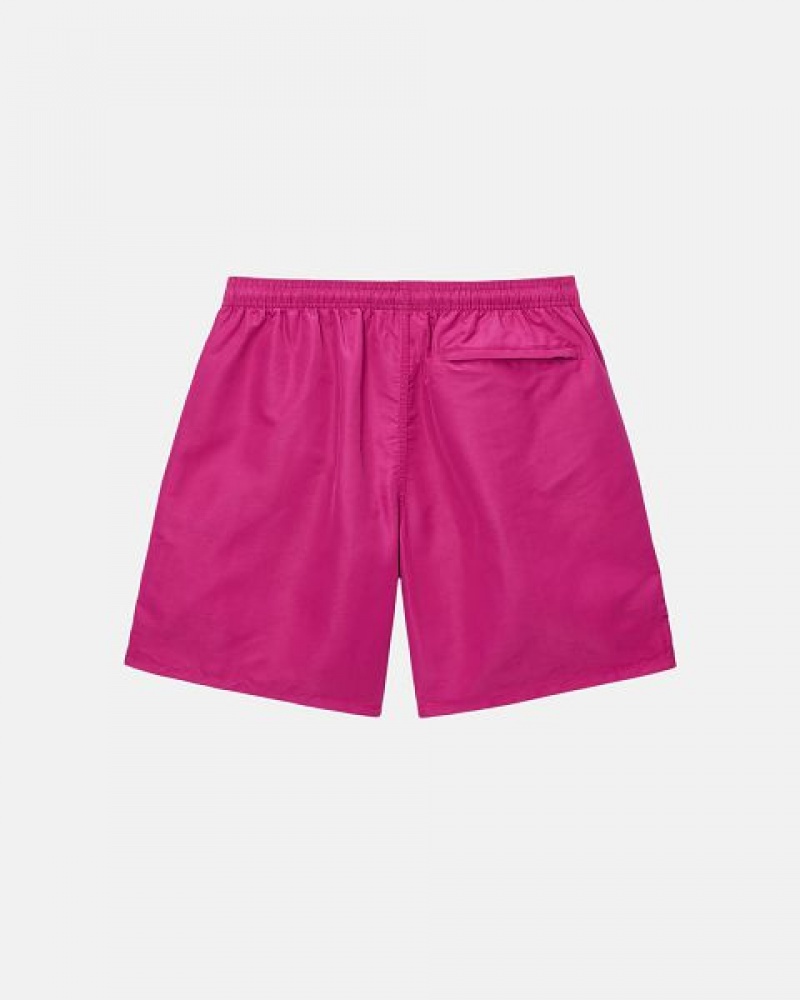 Burgundy Stussy Water Big Basic Shorts | 8045YINUH