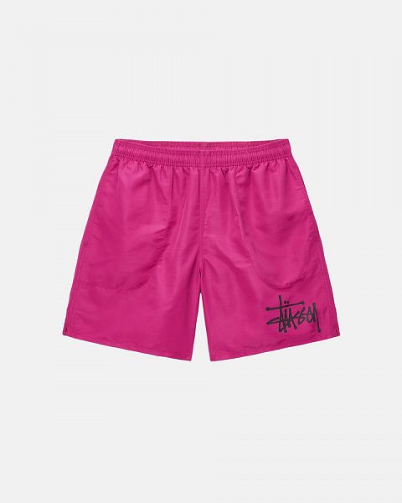 Burgundy Stussy Water Big Basic Shorts | 8045YINUH