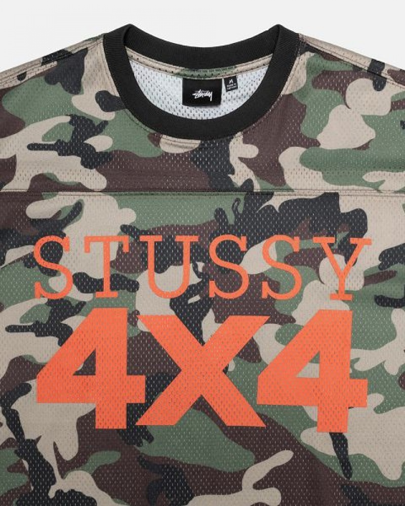 Camo Stussy 4x4 Mesh Football Jersey | 5069IEZOG