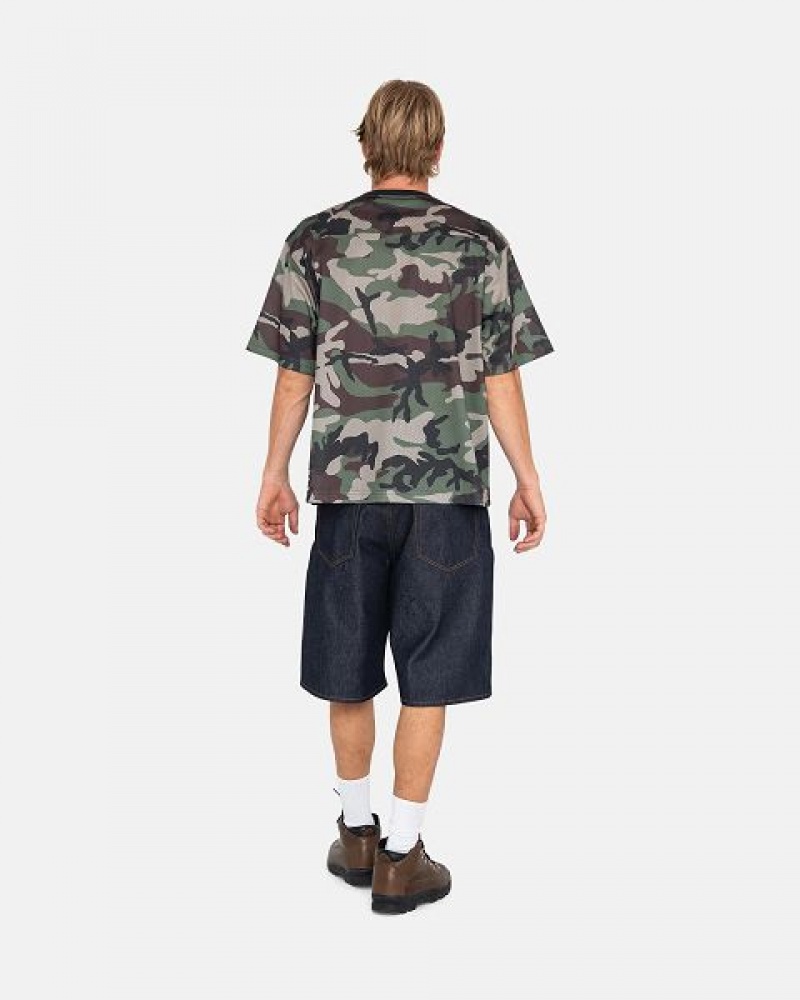 Camo Stussy 4x4 Mesh Football Jersey | 5069IEZOG