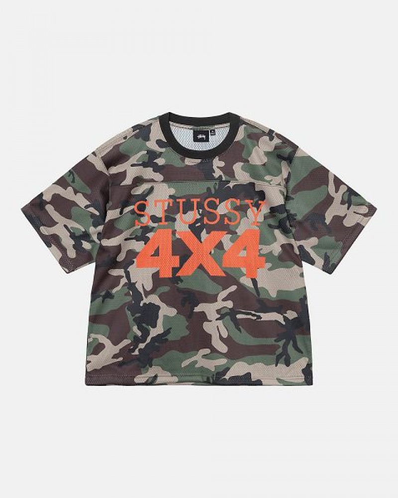 Camo Stussy 4x4 Mesh Football Jersey | 5069IEZOG