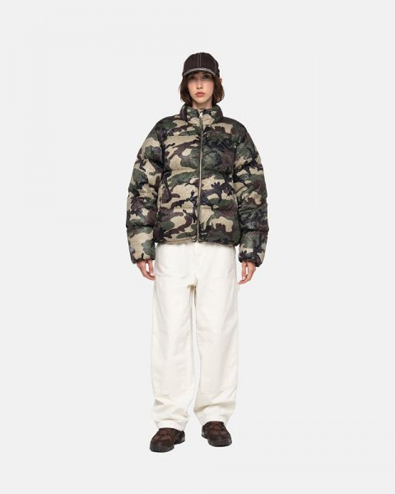 Camo Stussy Wrinkled Nylon Down Jackets | 5690JIHZS