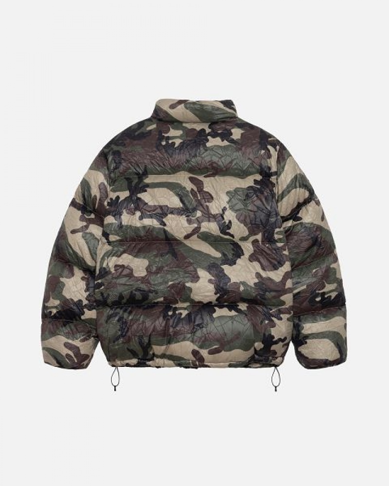 Camo Stussy Wrinkled Nylon Down Jackets | 5690JIHZS