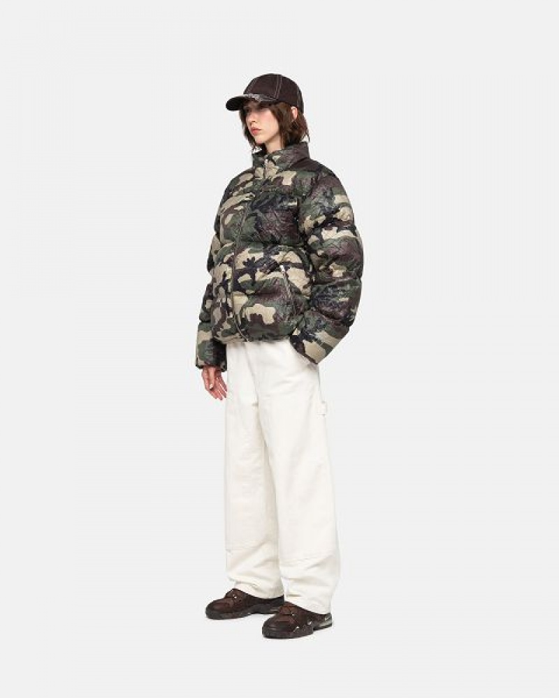 Camo Stussy Wrinkled Nylon Down Jackets | 5690JIHZS