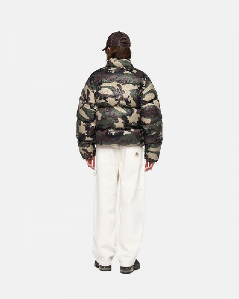 Camo Stussy Wrinkled Nylon Down Jackets | 5690JIHZS