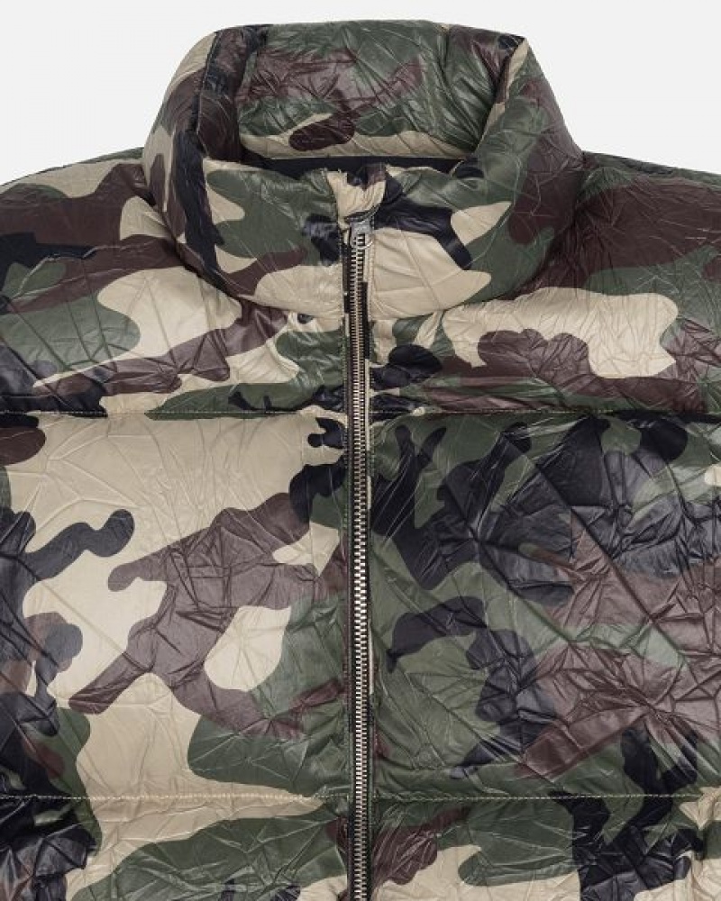 Camo Stussy Wrinkled Nylon Down Jackets | 5690JIHZS