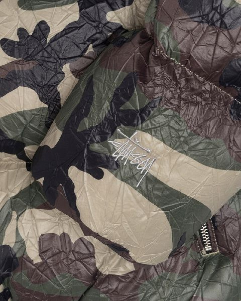 Camo Stussy Wrinkled Nylon Down Jackets | 5690JIHZS