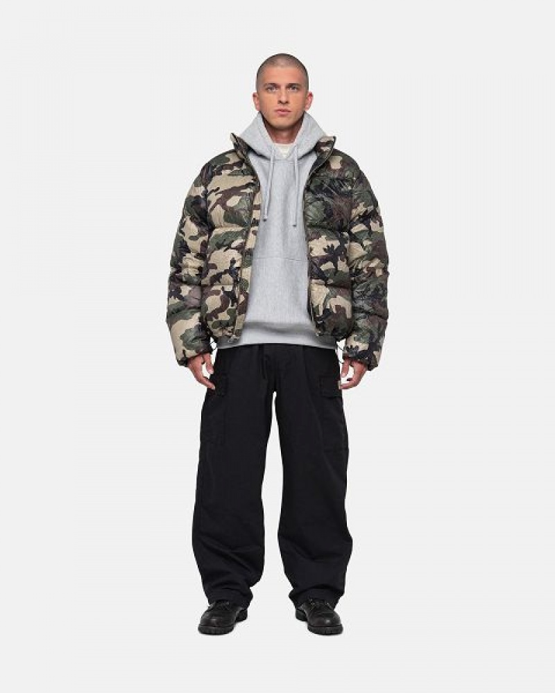 Camo Stussy Wrinkled Nylon Down Jackets | 5690JIHZS