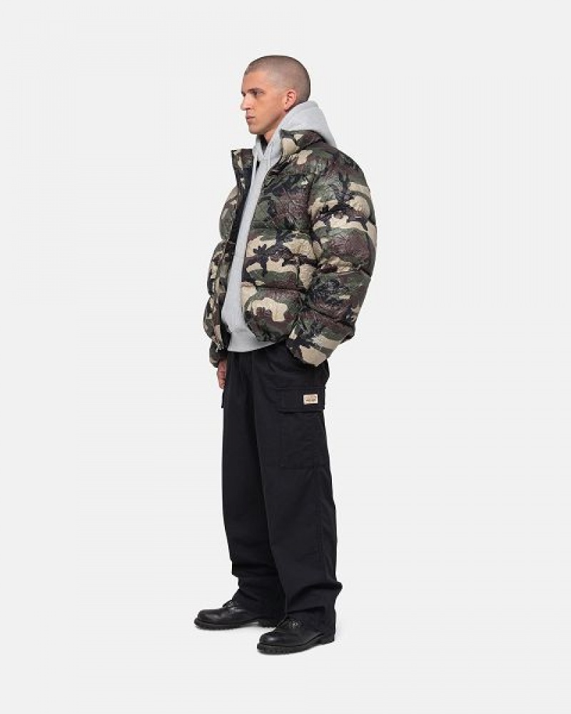 Camo Stussy Wrinkled Nylon Down Jackets | 5690JIHZS