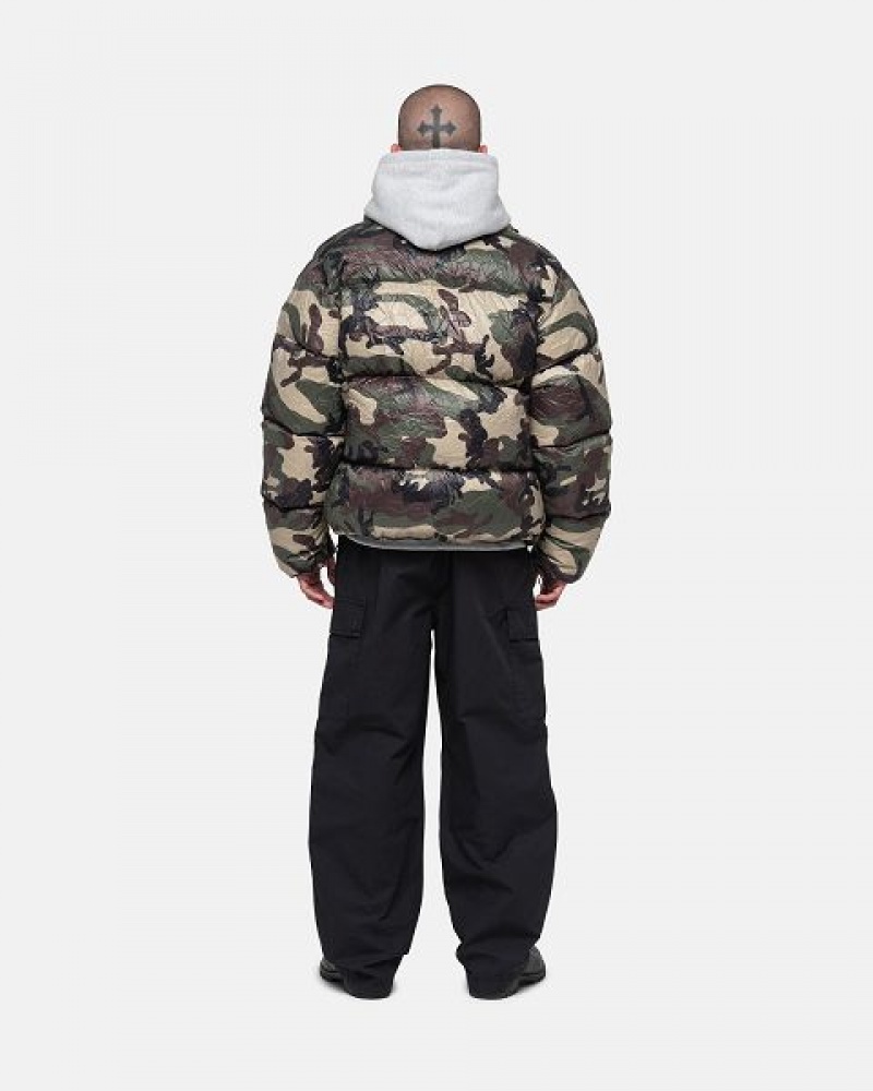 Camo Stussy Wrinkled Nylon Down Jackets | 5690JIHZS