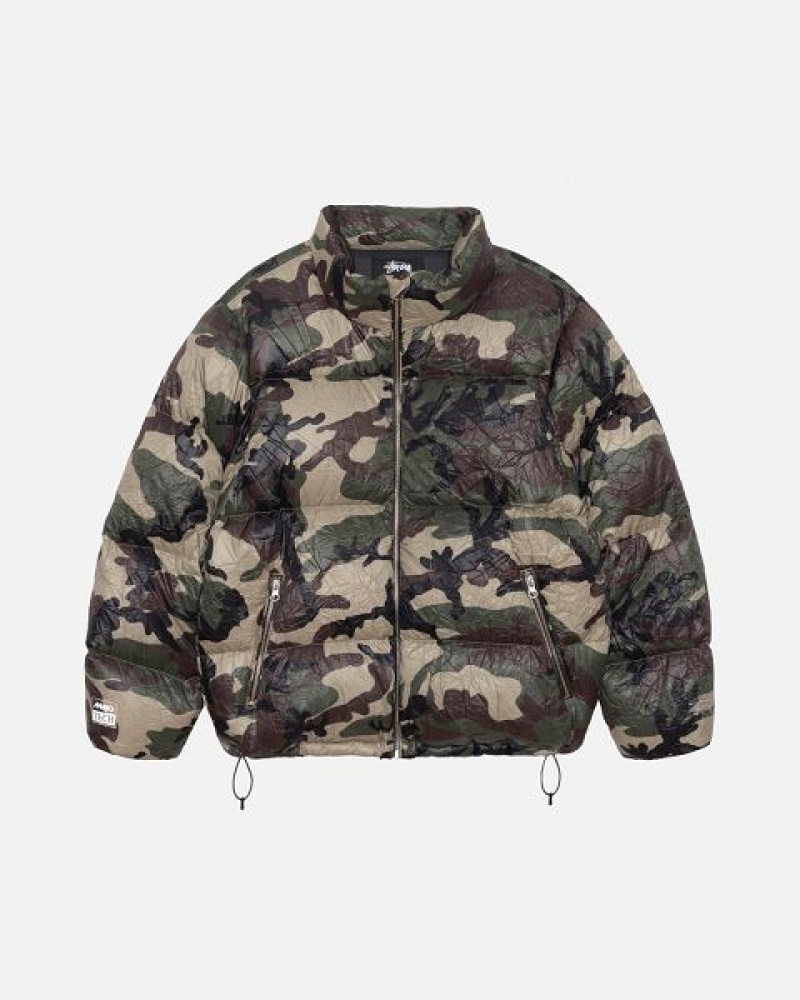 Camo Stussy Wrinkled Nylon Down Jackets | 5690JIHZS