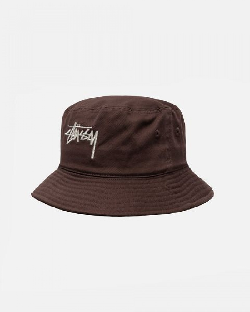 Chocolate Stussy Bucket Big Stock Hats | 9201MYNQK