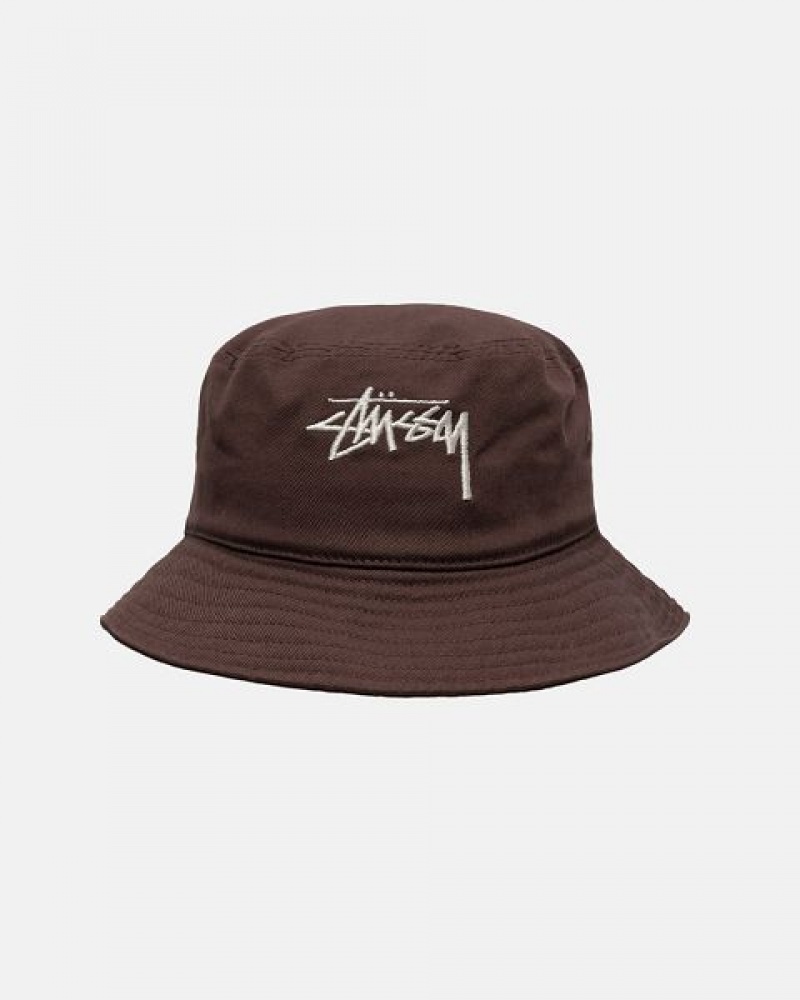 Chocolate Stussy Bucket Big Stock Hats | 9201MYNQK