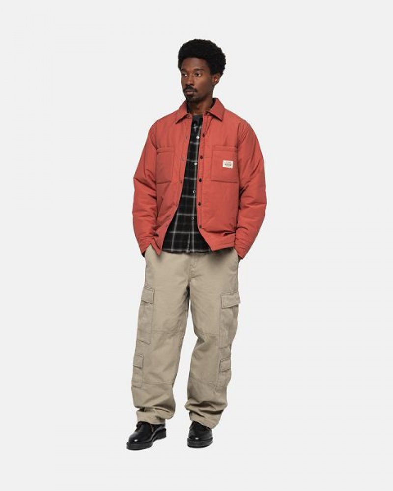 Dark Red Stussy Padded Tech Over Shirts | 3714AJBMK