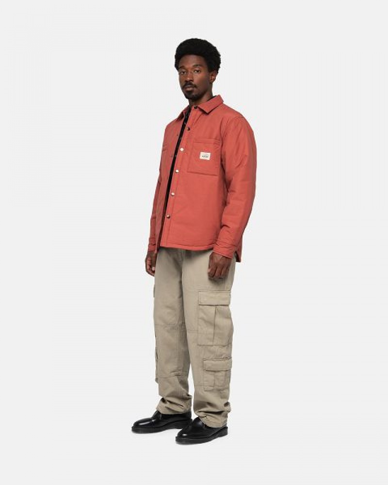 Dark Red Stussy Padded Tech Over Shirts | 3714AJBMK