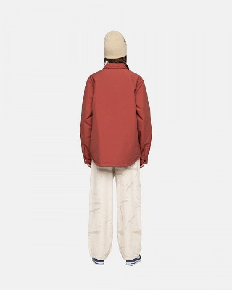 Dark Red Stussy Padded Tech Over Shirts | 3714AJBMK