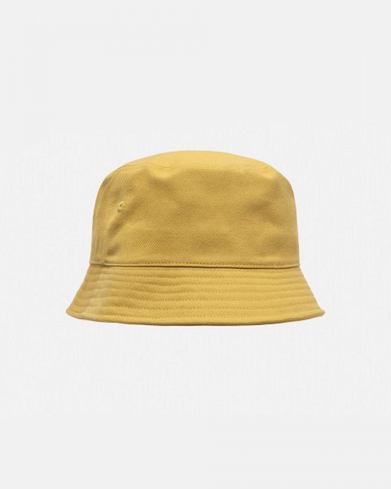 Gold Stussy Deep Bucket Ss Link Hats | 4612NQGID