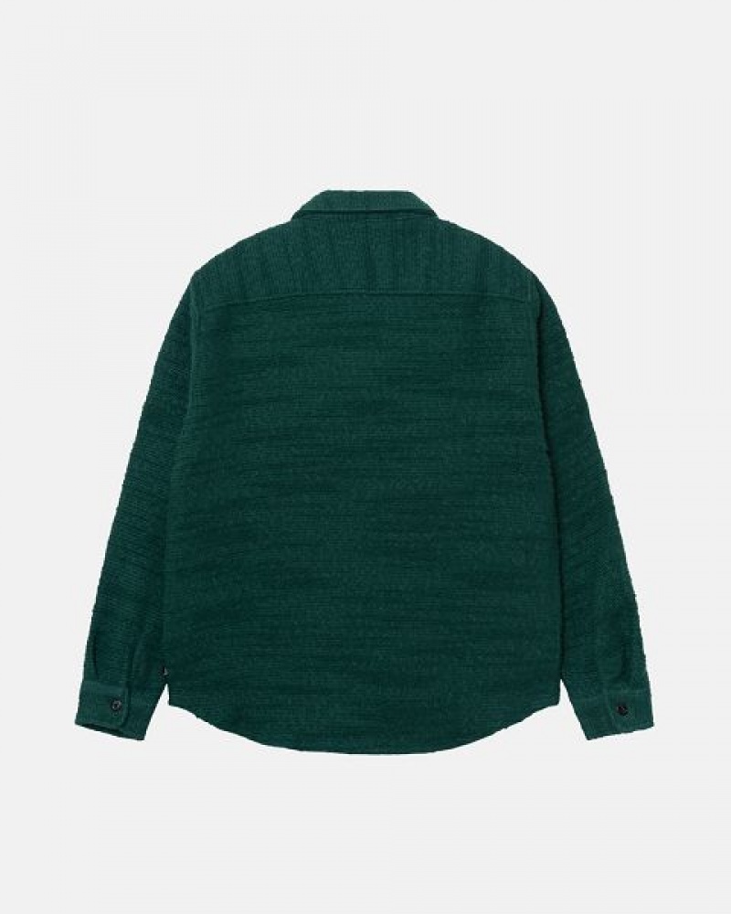 Green Stussy Boucle Wool Cpo Shirts | 8173CYDAU