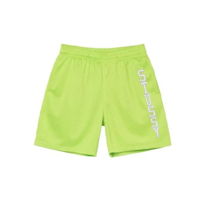 Green Stussy Collegiate Mesh Shorts | 8506SYMQT