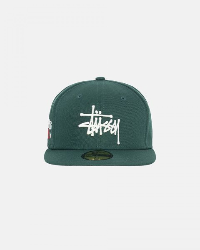 Green Stussy New Era 59fifty Authentic Caps | 2538HPMVD