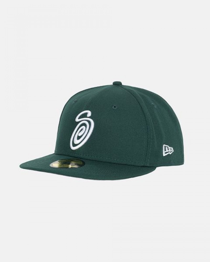 Green Stussy New Era 59fifty Curly S Caps | 9612XYKAL