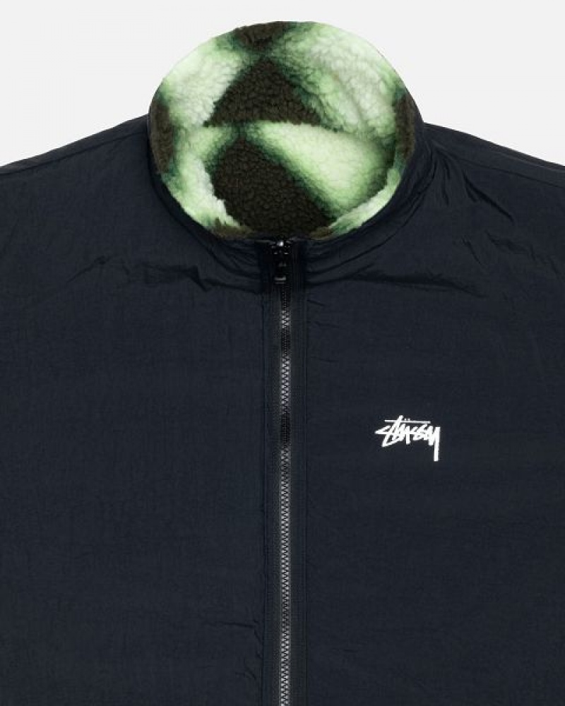 Green Stussy Sherpa Reversible Jackets | 6314IDVHX