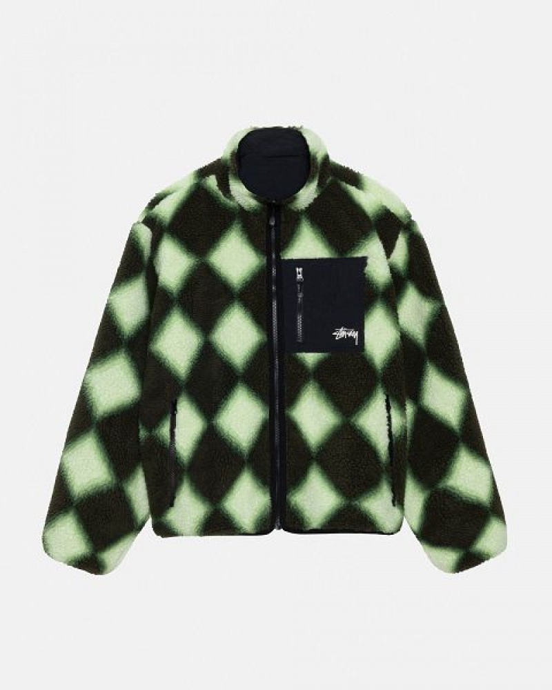 Green Stussy Sherpa Reversible Jackets | 6314IDVHX