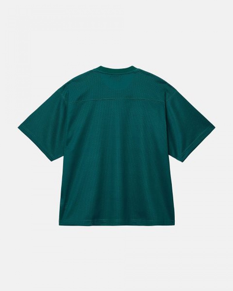 Green Stussy Sport Mesh Football Jersey | 5264WCMZY