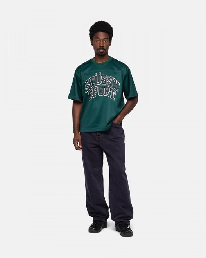 Green Stussy Sport Mesh Football Jersey | 5264WCMZY