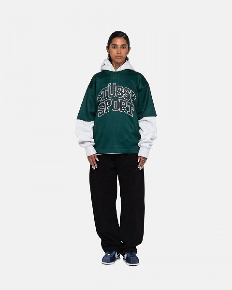 Green Stussy Sport Mesh Football Jersey | 5264WCMZY