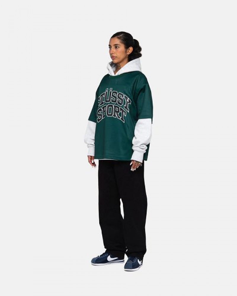 Green Stussy Sport Mesh Football Jersey | 5264WCMZY