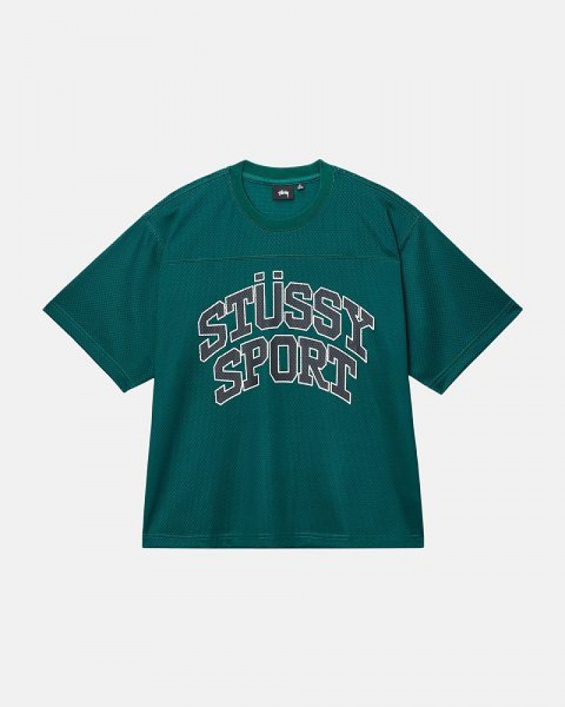 Green Stussy Sport Mesh Football Jersey | 5264WCMZY