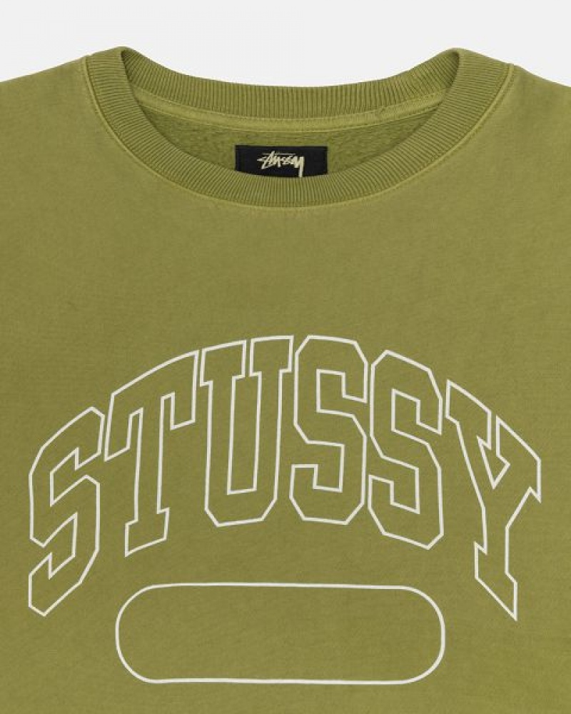 Green Stussy Varsity Oversized Crew Sweatshirts | 2105NPELW