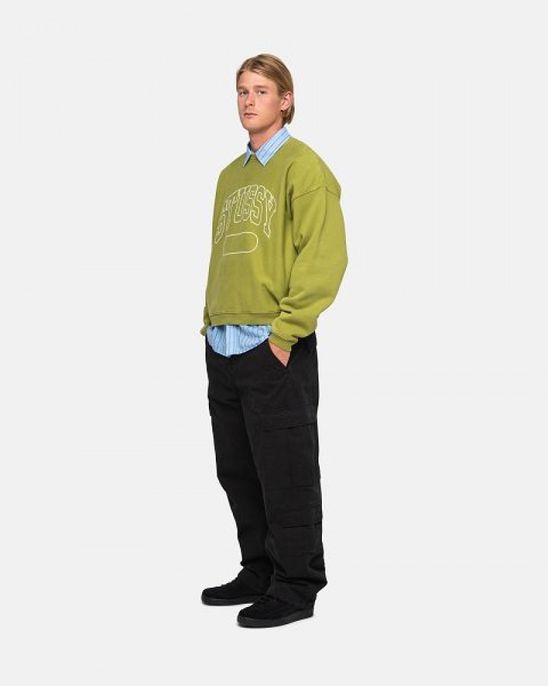 Green Stussy Varsity Oversized Crew Sweatshirts | 2105NPELW