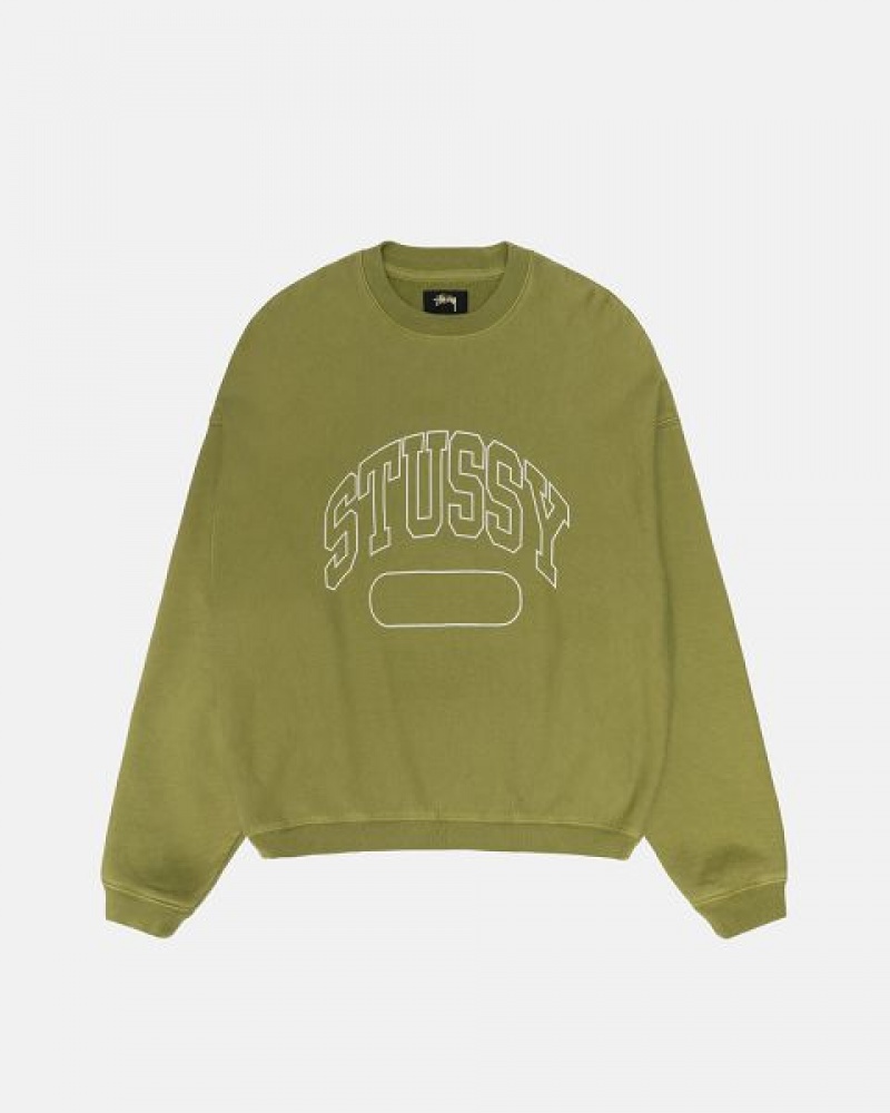 Green Stussy Varsity Oversized Crew Sweatshirts | 2105NPELW