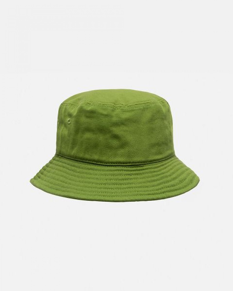 Green / White Stussy Bucket Big Stock Hats | 9316ZDUMF